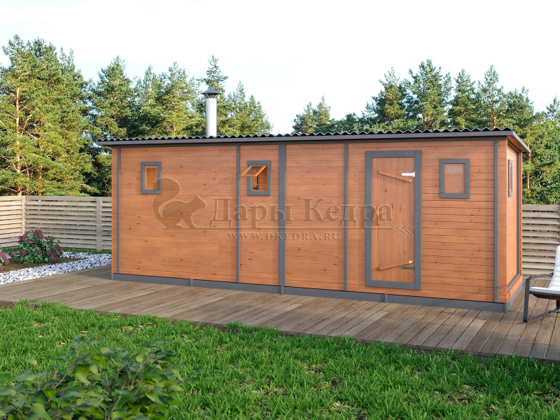 Каркасно-щитовая баня из кедра «Мега» Каркасно-щитовая баня из кедра «Мега»