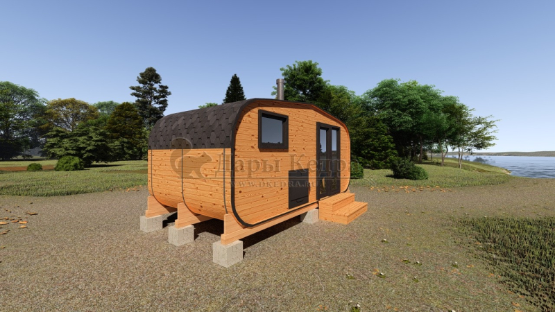 Овальная-Окта баня-бочка из кедра 5х2,2 метра